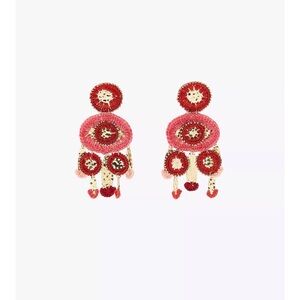 Zara Pink and Red Beaded Drop Earrings with Gold Accents